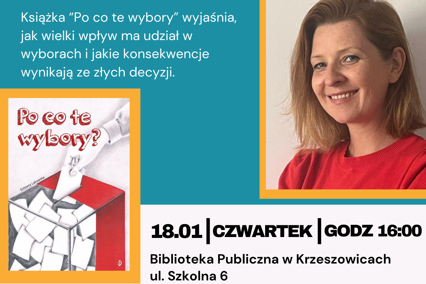 Zaproszenie na spotkanie z Elżbietą Lakowską