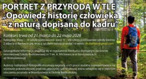 VIII Gminny Konkurs Fotograficzny – „Portret z przyrodą w tle” Fragment plakatu informującego o konkursie fotograficznym